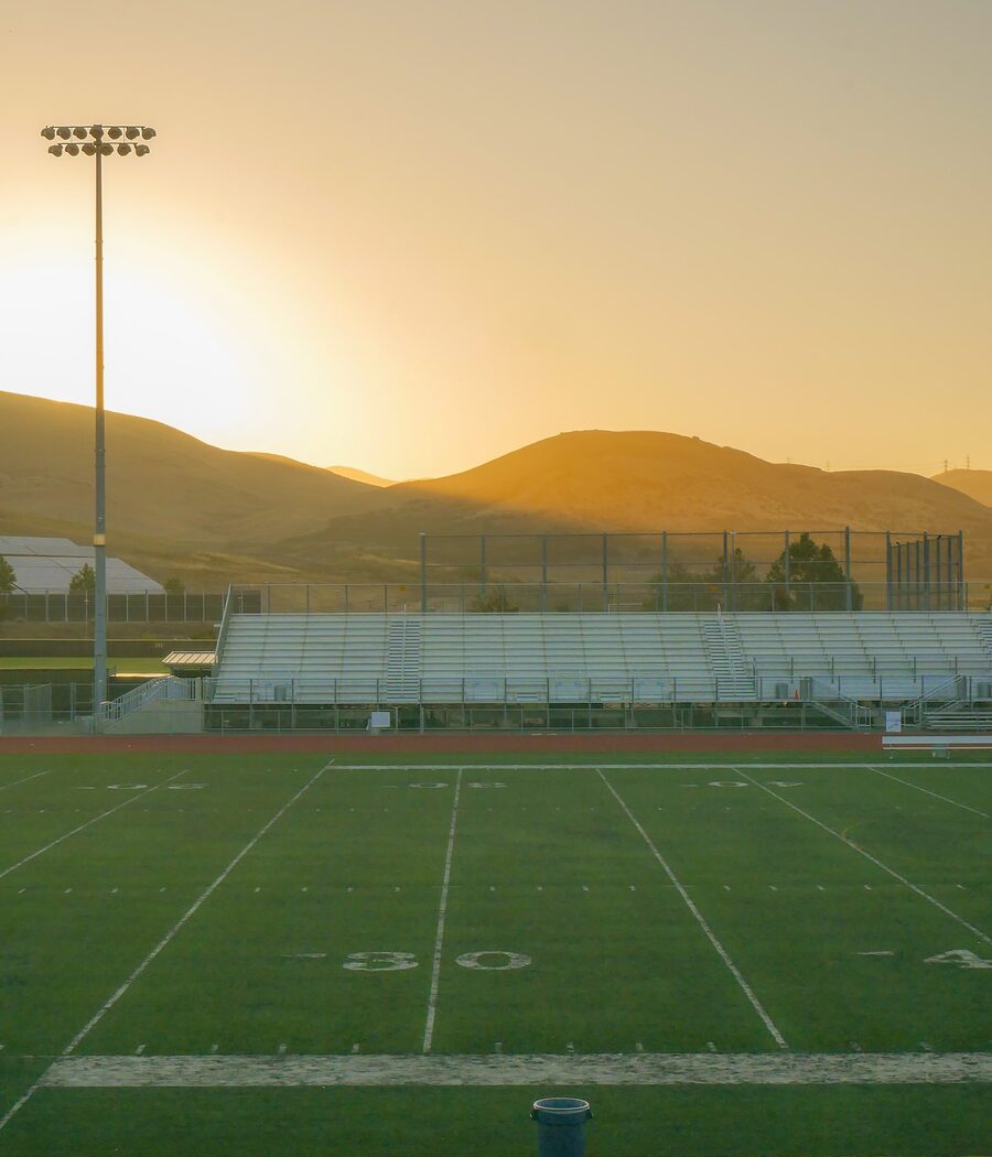 Football field at sunset